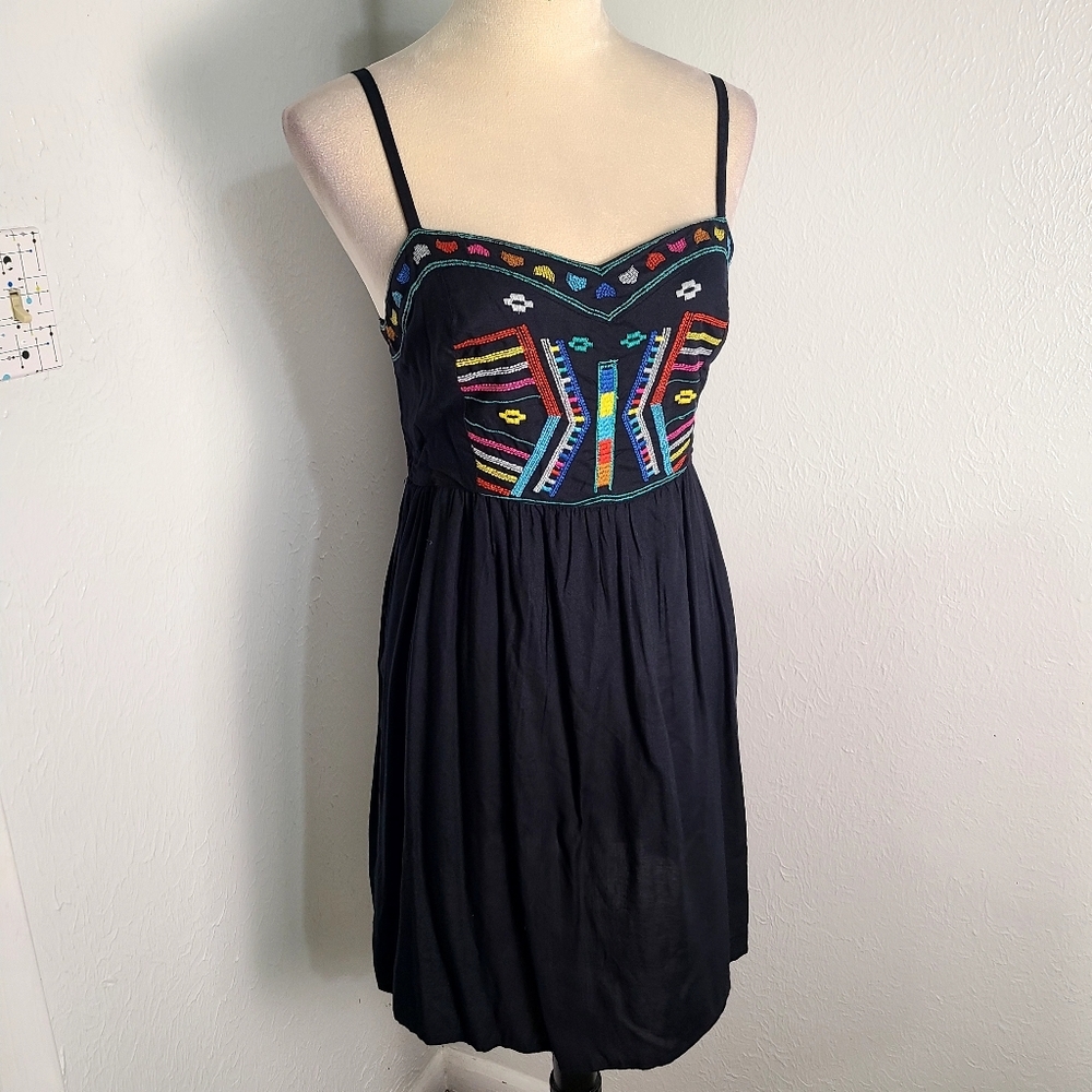 Mudd Black Dress w/Colorful Embroidered Design on Front, Size Medium , NWT - Picture 7 of 10